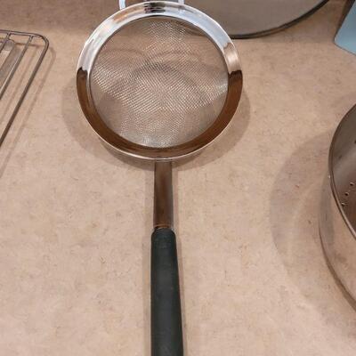 Lot 57: Roasting Rack, Funnel Strainers and Grease Catcher