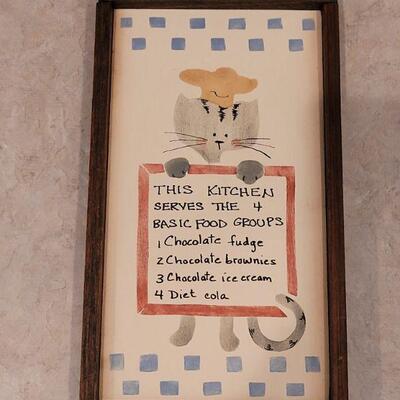 Lot 63: Cat Cutting Board, Cat Coasters and Cat Kitchen Art