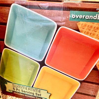 LOT 106  COLORFUL DISH SETS & GLASSES STILL IN ORIGINAL BOXES 