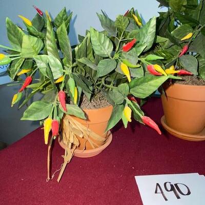 Lot 490 -two artificial pepper plants