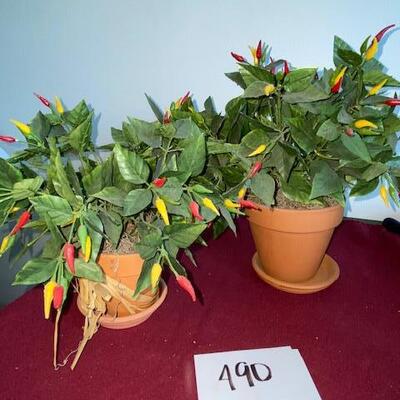 Lot 490 -two artificial pepper plants