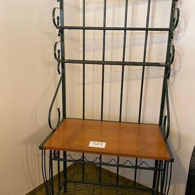 Lot 521 - Metal and wood bakers rack