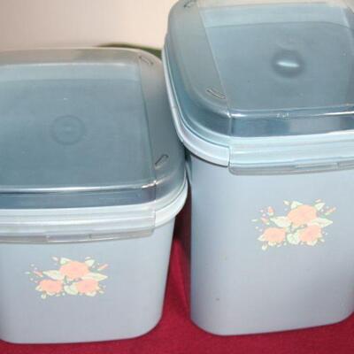 Lot 533 - Tupperware Canisters, blue with flowers