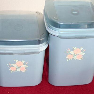 Lot 533 - Tupperware Canisters, blue with flowers