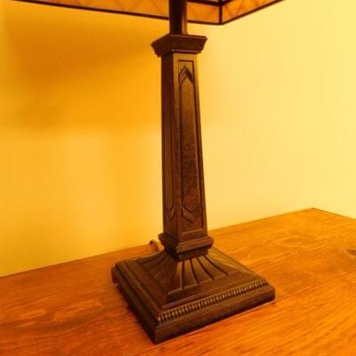 Arts and Crafts Metal Post Lamp with Glass Shade 13
