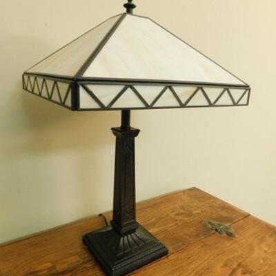 Arts and Crafts Metal Post Lamp with Glass Shade 13