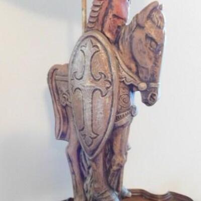 Large Ceramic Spanish Soldier on Horse Table Lamp with Shade 26