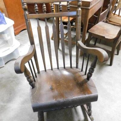 Vintage Spear Back Walnut Rocking Chair