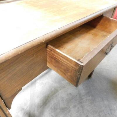 Vintage Solid Wood Deco Writing Desk with Drawer 36