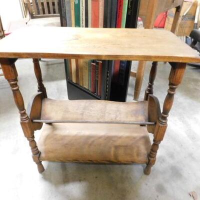 Solid Wood Side Table with Magazine or Book Stretchers 24