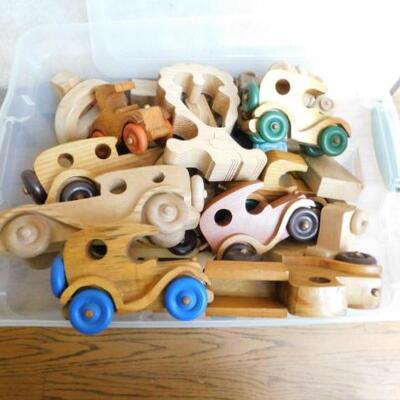 Terrific Large Collection of Wood Toy Cars and Trucks