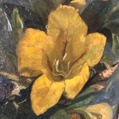 Textured Oil on Canvas Flower Painting by Artist Innocenzo Daraio (1946) - SKU B26