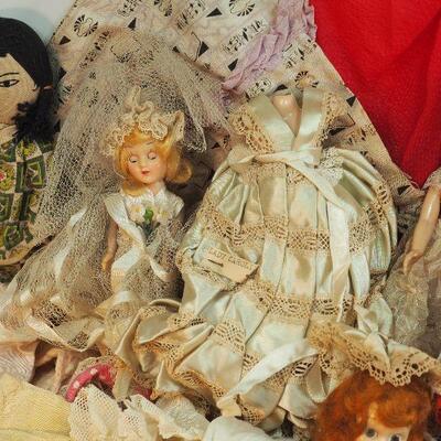 Lot 68, 1940s doll clothes handmade, marked plastic international dolls