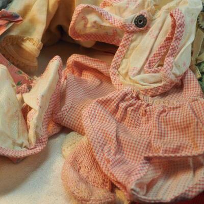 Lot 68, 1940s doll clothes handmade, marked plastic international dolls