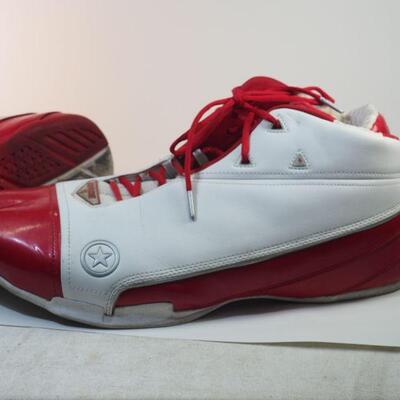 Lot 69, Size 18 Men's Converse red and White Basketball Shoes