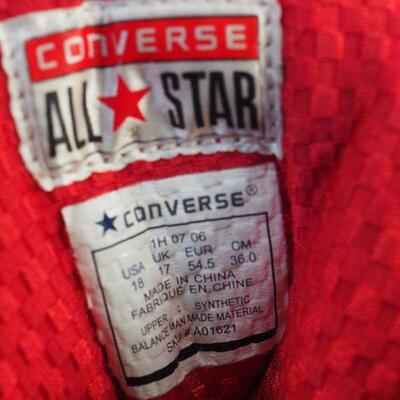 Lot 69, Size 18 Men's Converse red and White Basketball Shoes