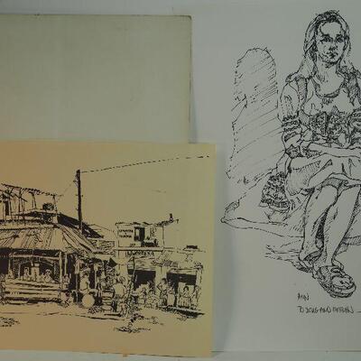 Lot 70, Prints and drawings by Local Los Gatos Artist Bob Newick Unframed on art papers.