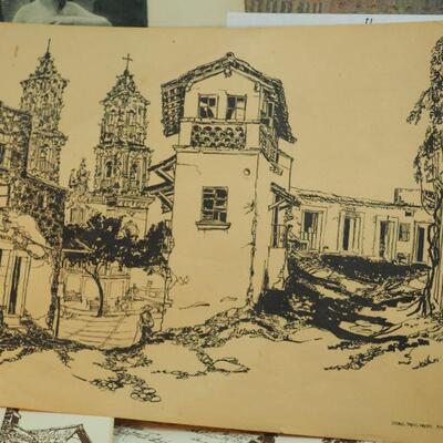 Lot 70, Prints and drawings by Local Los Gatos Artist Bob Newick Unframed on art papers.