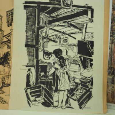 Lot 70, Prints and drawings by Local Los Gatos Artist Bob Newick Unframed on art papers.