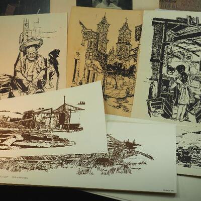 Lot 70, Prints and drawings by Local Los Gatos Artist Bob Newick Unframed on art papers.