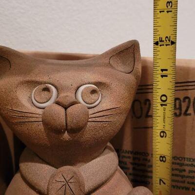 Lot 69: (3) Assorted Clay Cat Theme Garden Pots