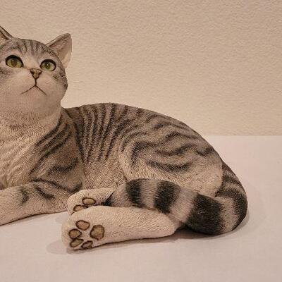Lot 76: Vintage Handcrafted SILVER TABBY Home Deco Cat