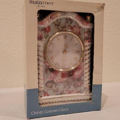 Lot 82: New 8.5" Tall Chintz Column Clock