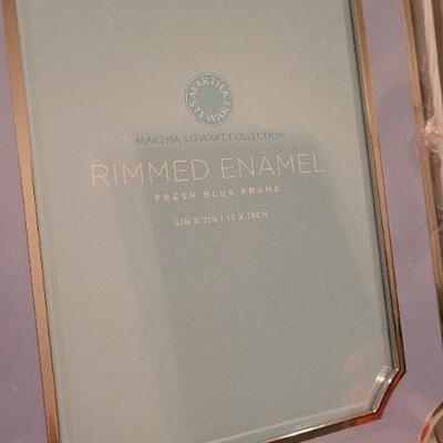 Lot 83: (2) New MARTHA STEWART Blue Enamel Photo Frames