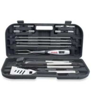 NEW 17-Piece BBQ Tool Set with Digital Temp Fork