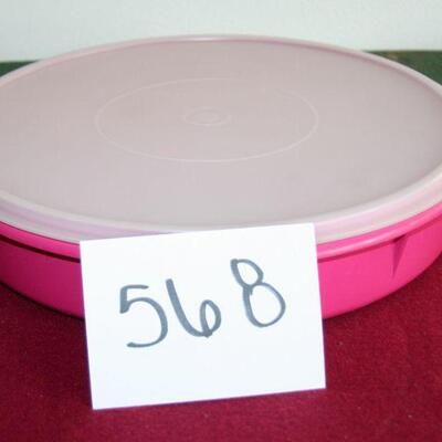 Lot 568- Tupperware Pink Container
