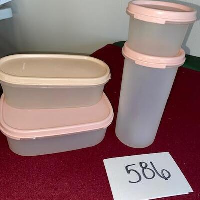 Lot 586 - tupperware Pink containers