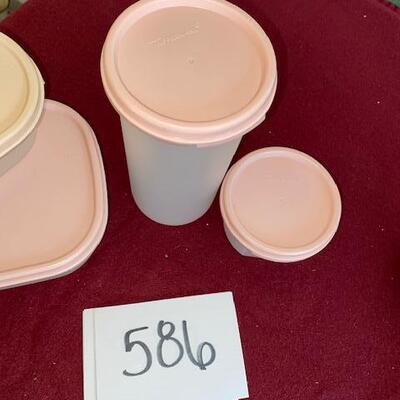 Lot 586 - tupperware Pink containers