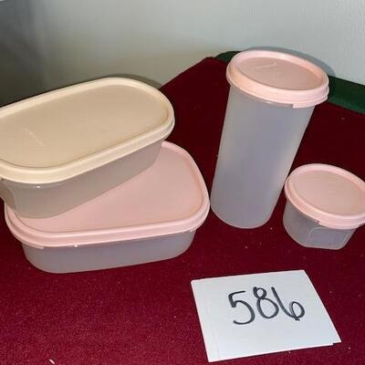 Lot 586 - tupperware Pink containers