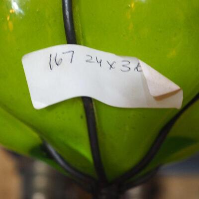 Lot 71  Huge hanging Italian green glass Hall Swag light Mid Century Vintage