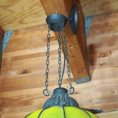 Lot 71  Huge hanging Italian green glass Hall Swag light Mid Century Vintage