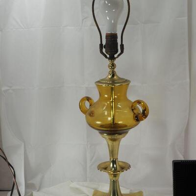 Lot 72, Pair of Hollywood Regency style Butterfly Ballerina shade metal and glass Table lamps