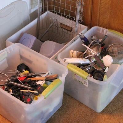 Lot 54 Boxes & Tubs of Kitchenware & More