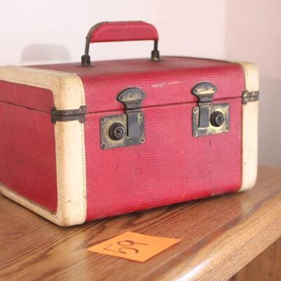 Lot 59 Antique Ehrlich of CA Red Traincase/Suitcase
