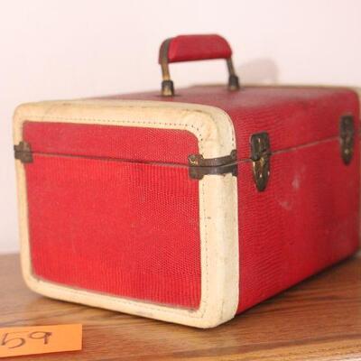 Lot 59 Antique Ehrlich of CA Red Traincase/Suitcase