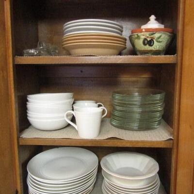 Cabinet Full of Dishes (White Set is Gordon Ramsay Inspired Pattern for Royal Doulton)