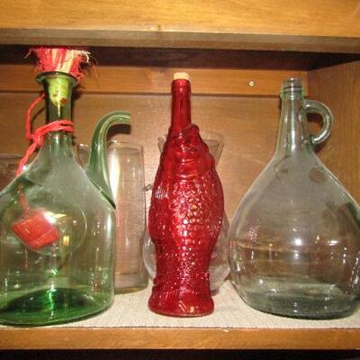 Collection of Glassware (Pitchers, Bottles, etc.)