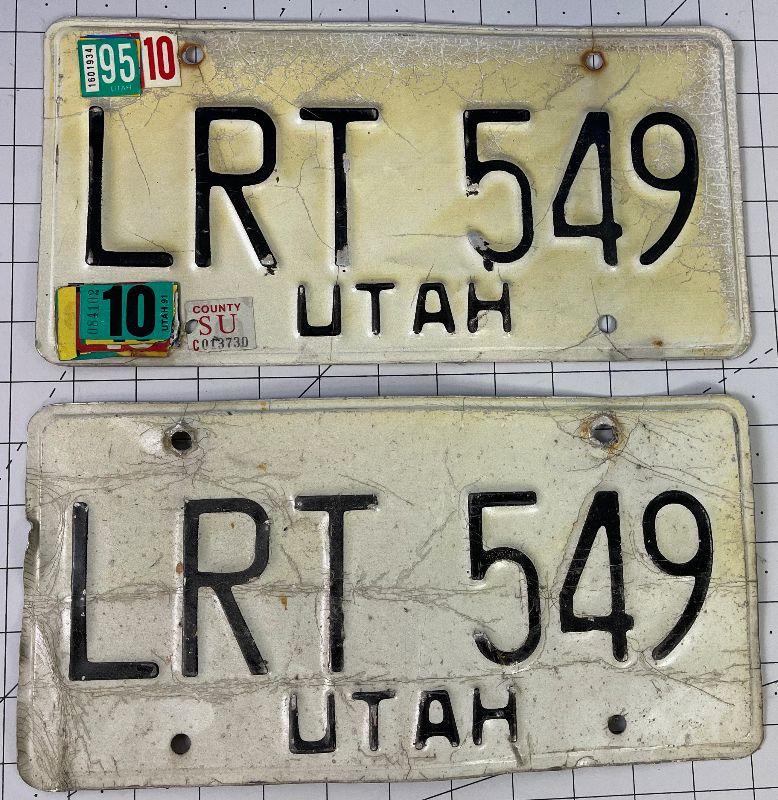 Lot 205 Matched set of Utah License Plates Vintage