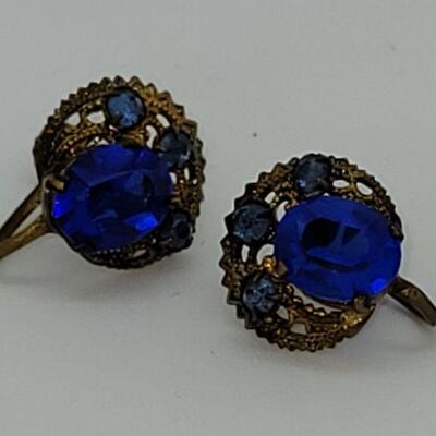 JMO11: Six pair Beautiful vintage screwback earring lot, Czechoslovakia , Majorca,  gold filled and more