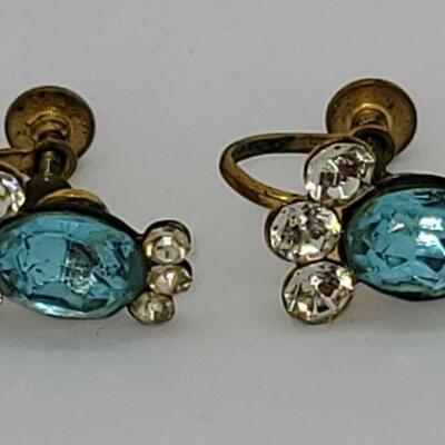 JMO11: Six pair Beautiful vintage screwback earring lot, Czechoslovakia , Majorca,  gold filled and more