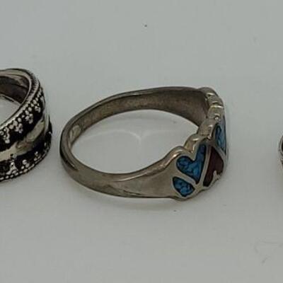 JMO12: 3 vintage sterling silver rings