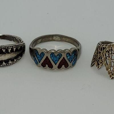 JMO12: 3 vintage sterling silver rings