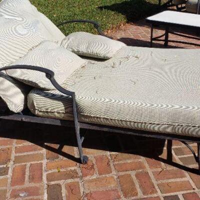 Pavilion Portico Collection 2 Double Chaises Loungers with Table