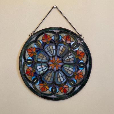 16â€ Round Hanging Stained Glass - kaleidoscope style