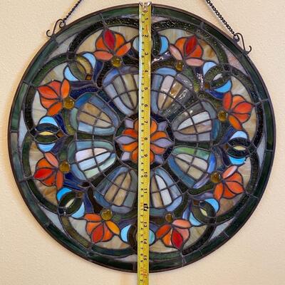 16â€ Round Hanging Stained Glass - kaleidoscope style