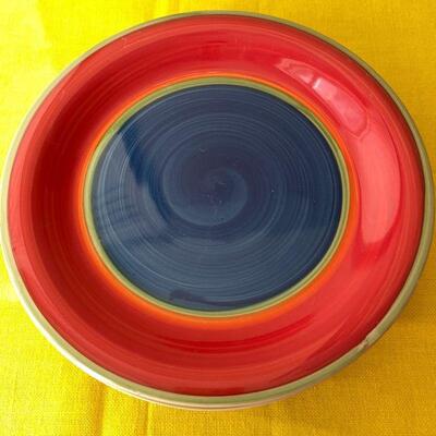 LOT 114  COLOR BLOCK SERVICE FOR 4 PLATES & MUGS ROYAL NORFOLK 